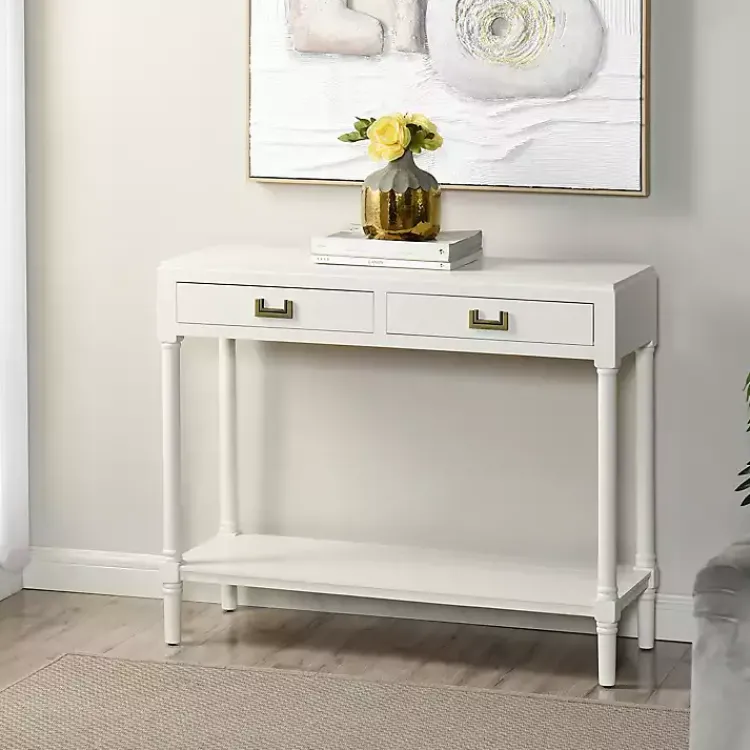 Kirklands Home Wood 2-Drawer Layla Console Table White