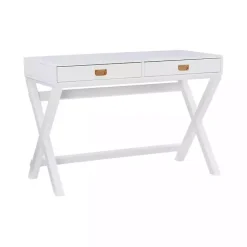 Kirklands Home Wood 2-Drawer X-Frame Desk White Hot
