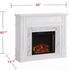 Kirklands Home Wood Faux Marble LED Media Fireplace White Online
