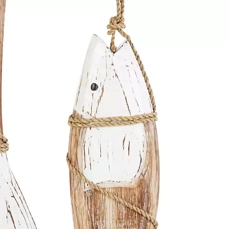Kirklands Home White Wood Fish Hanging Wall Plaques, Set of 3 Hot