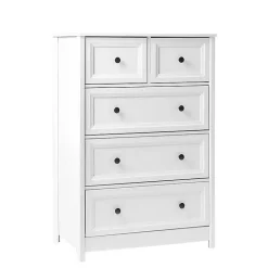 Kirklands Home White Wood Five Framed Drawers Dresser Online