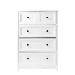Kirklands Home White Wood Five Framed Drawers Dresser Online