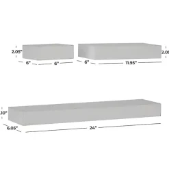 Kirklands Home Wood Floating Shelves, Set of 3 White Clearance