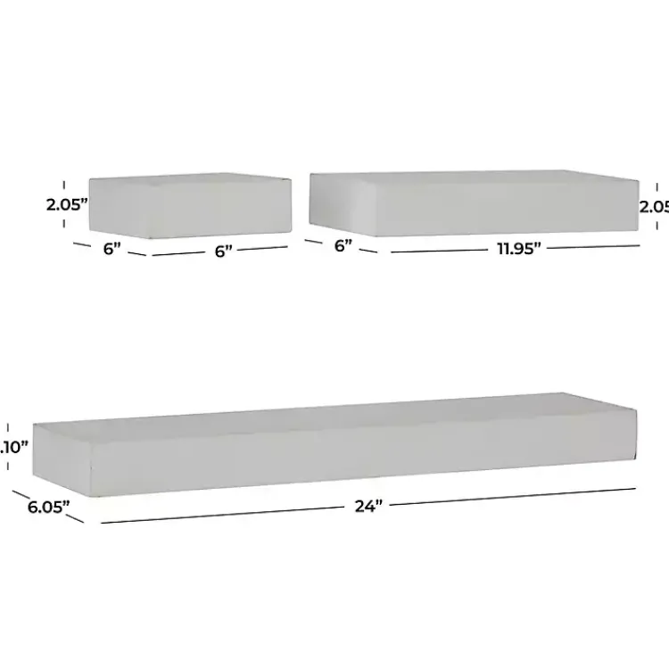 Kirklands Home Wood Floating Shelves, Set of 3 White Clearance