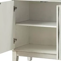 Kirklands Home Wood Geometric 4-Door Cabinet White Hot