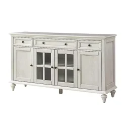 Kirklands Home Wood Glass Door Sideboard Cabinet White Hot