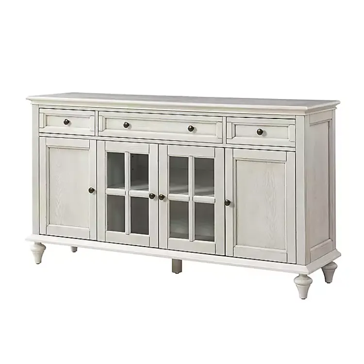 Kirklands Home Wood Glass Door Sideboard Cabinet White Hot
