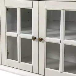 Kirklands Home Wood Glass Door Sideboard Cabinet White Hot