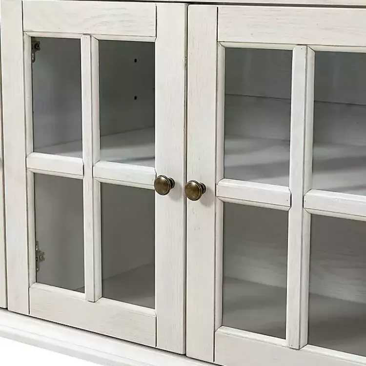 Kirklands Home Wood Glass Door Sideboard Cabinet White Hot