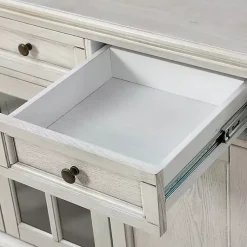 Kirklands Home Wood Glass Door Sideboard Cabinet White Hot