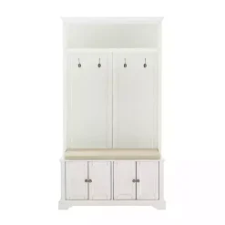 Kirklands Home Wood Hall Tree with Cushioned Bench White Clearance