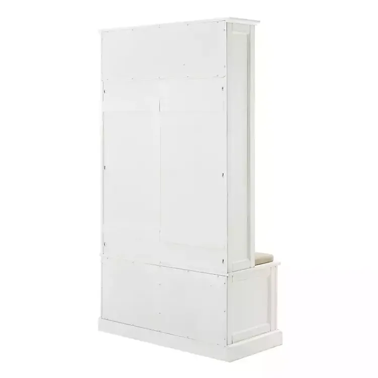 Kirklands Home Wood Hall Tree with Cushioned Bench White Clearance