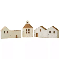 Statues & Figurines>Kirklands Home White Wood House Figurines, Set of 3