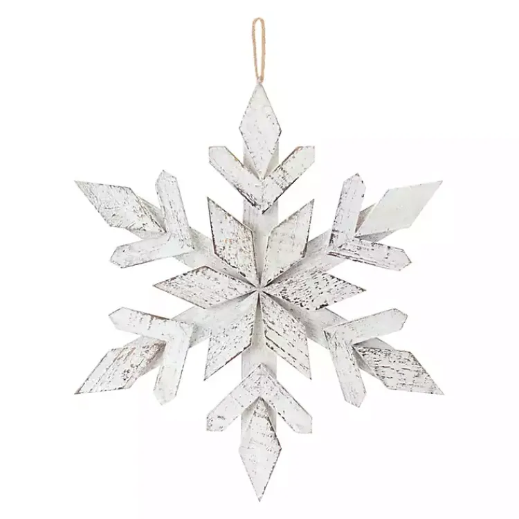 Christmas Ornaments>Kirklands Home Wood Large 6-pc. Snowflake Ornament Set White