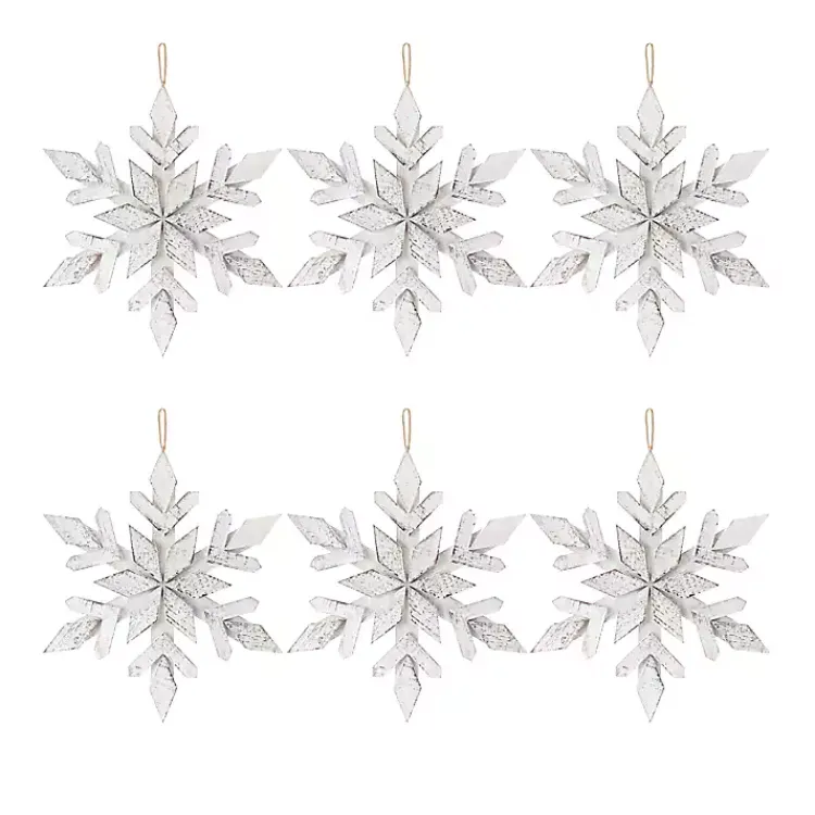 Christmas Ornaments>Kirklands Home Wood Large 6-pc. Snowflake Ornament Set White