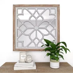Kirklands Home White Wood Lattice Overlay Mirror Hot