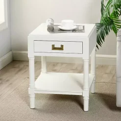 Kirklands Home Wood Layla Accent Table White Outlet