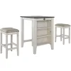 Kirklands Home White Wood Linen 3-pc. USB Island and Stool Set Best