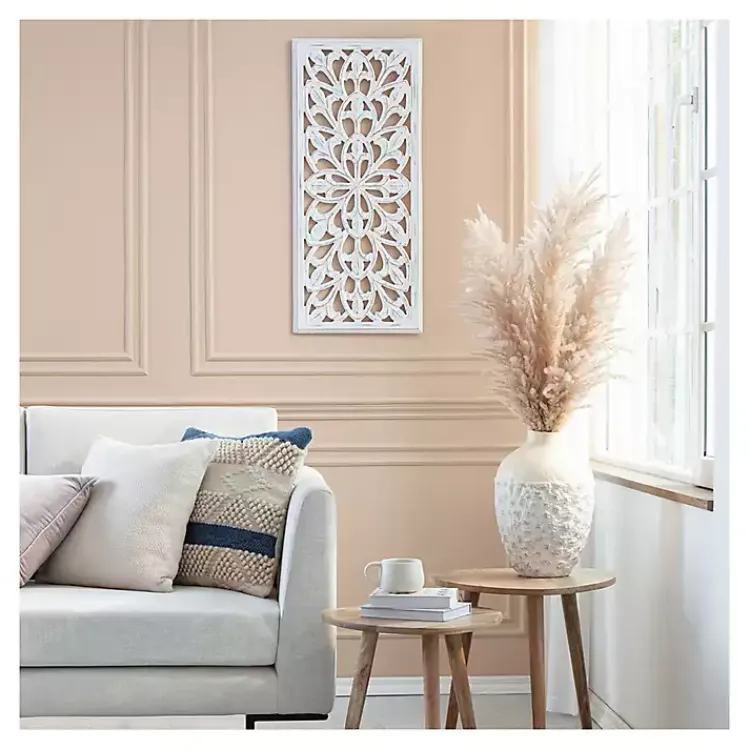Kirklands Home Wood Medallion August Wall Plaque White Hot