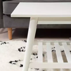 Kirklands Home White Wood Midcentury Coffee Table Sale