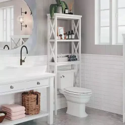 Kirklands Home Wood Over-Toilet 3-Tier Shelf White Clearance
