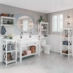 Kirklands Home Wood Over-Toilet 3-Tier Shelf White Clearance