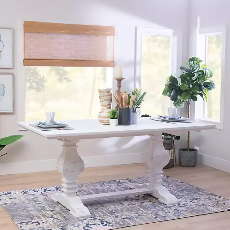 Kirklands Home Wood Pedestal Dining Table White Clearance