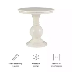 Kirklands Home Wood Round Base Side Table White Clearance