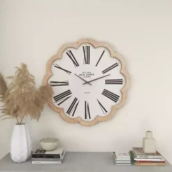 Kirklands Home White Wood Scalloped Frame Wall Clock Outlet