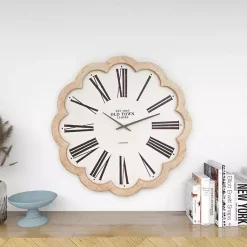 Kirklands Home White Wood Scalloped Frame Wall Clock Outlet