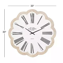 Kirklands Home White Wood Scalloped Frame Wall Clock Outlet
