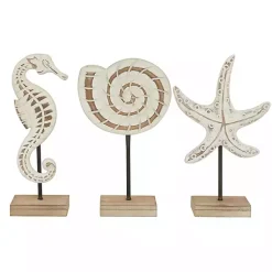Statues & Figurines>Kirklands Home White Wood Sea Creature Statues, Set of 3