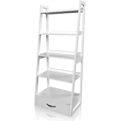 Kirklands Home Wood 5-Shelf Leaning Bookshelf White Online