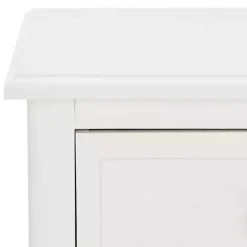 Kirklands Home Wood Side Table with Baskets White Best