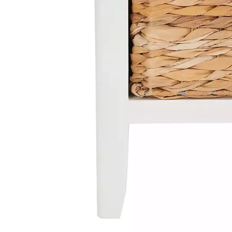 Kirklands Home Wood Side Table with Baskets White Best