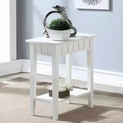 Kirklands Home Wood Slat Accent Table White Outlet