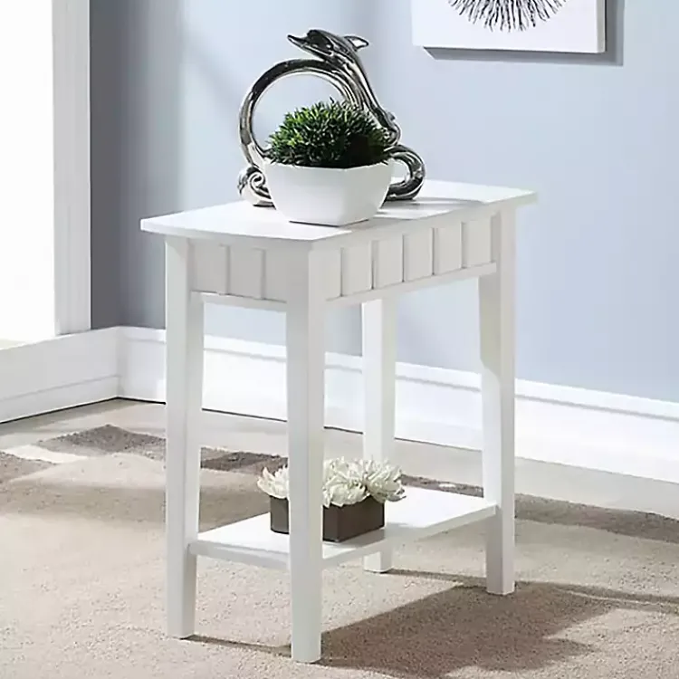 Kirklands Home Wood Slat Accent Table White Outlet