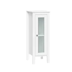 Kirklands Home Wood Slim Single Glass Door Floor Cabinet White Sale