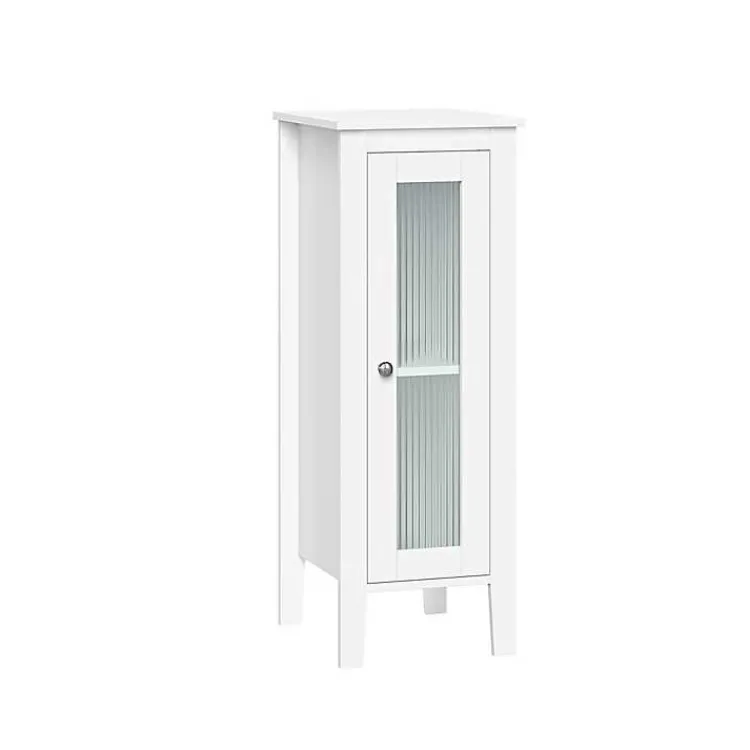 Kirklands Home Wood Slim Single Glass Door Floor Cabinet White Sale
