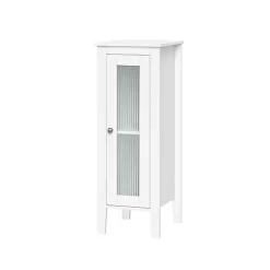 Kirklands Home Wood Slim Single Glass Door Floor Cabinet White Sale