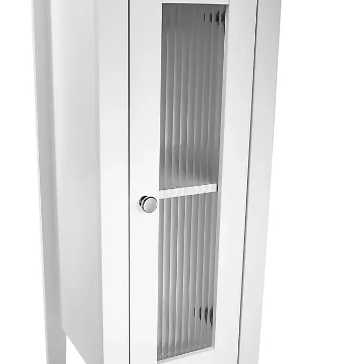 Kirklands Home Wood Slim Single Glass Door Floor Cabinet White Sale