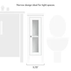 Kirklands Home Wood Slim Single Glass Door Floor Cabinet White Sale