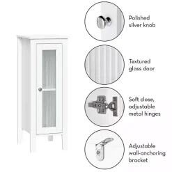 Kirklands Home Wood Slim Single Glass Door Floor Cabinet White Sale