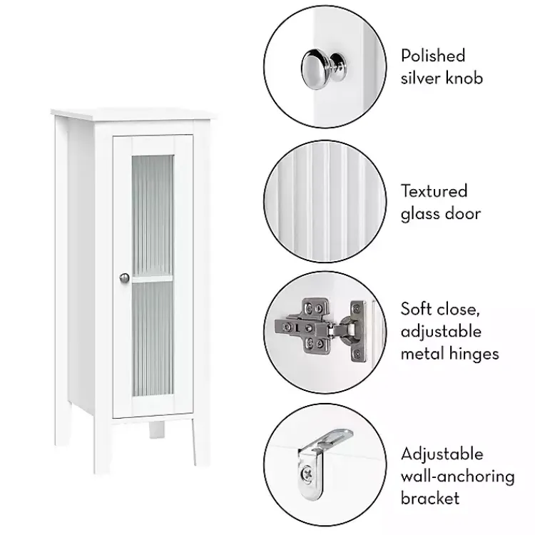 Kirklands Home Wood Slim Single Glass Door Floor Cabinet White Sale
