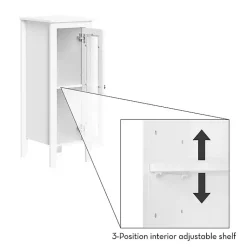 Kirklands Home Wood Slim Single Glass Door Floor Cabinet White Sale