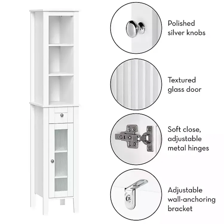 Kirklands Home Wood Tall Single Pane Glass Door Cabinet White Online