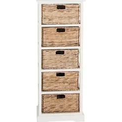 Kirklands Home Wood 5-Tier Basket Storage Shelf White New