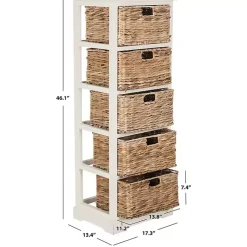 Kirklands Home Wood 5-Tier Basket Storage Shelf White New
