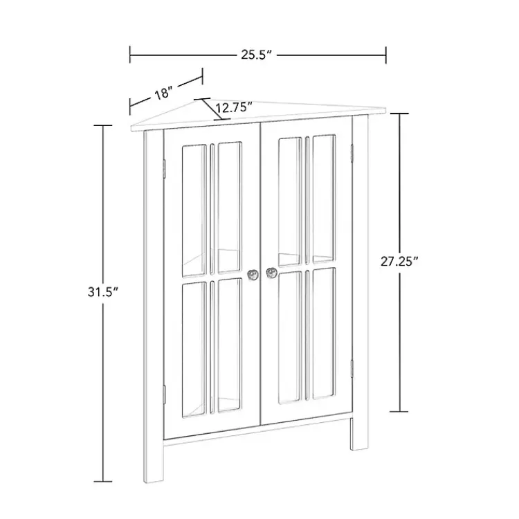 Kirklands Home Wood Two Pane Glass Doors Corner Cabinet White Clearance