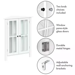 Kirklands Home Wood Two Pane Glass Doors Corner Cabinet White Clearance